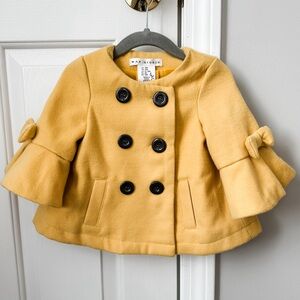 Max Studio Yellow Pea Coat Baby Toddler Size 18 months